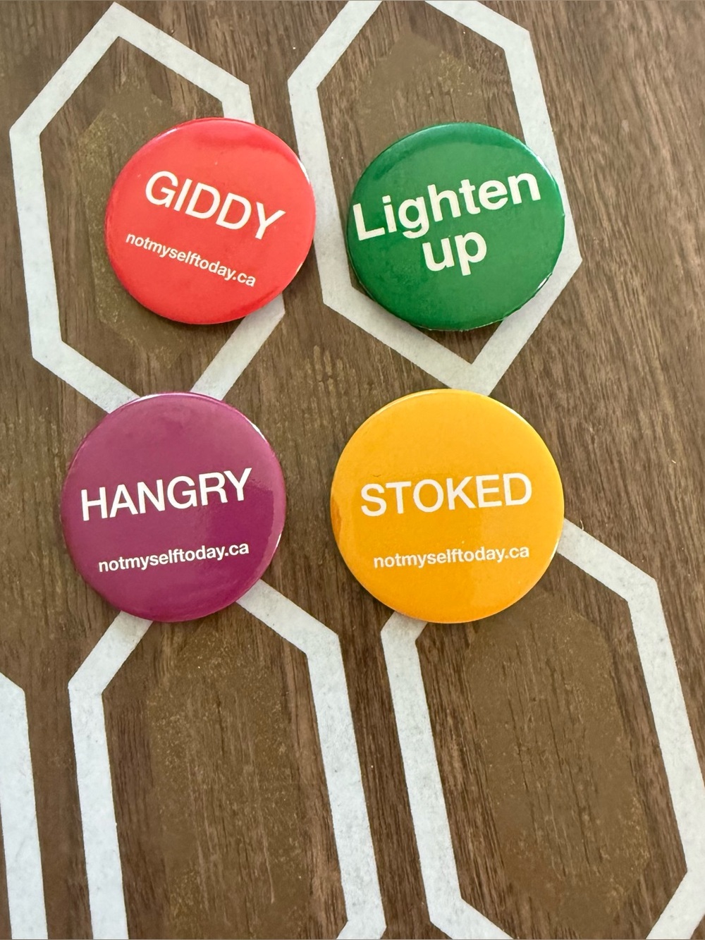 Colorful Mood Badge Pack – Red, Green, Purple, Yellow